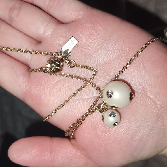 NEW Kate Spade Rose Gold Pearl Rhinestone Scatter Necklace - Picture 4 of 4